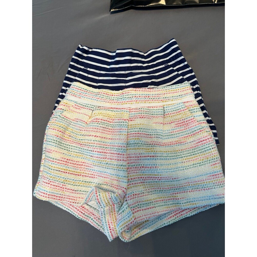Janie and Jack Navy Striped and Multi-Color Tweed-Look Girls Shorts